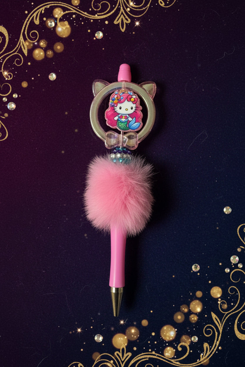 Beaded Pen with PomPom