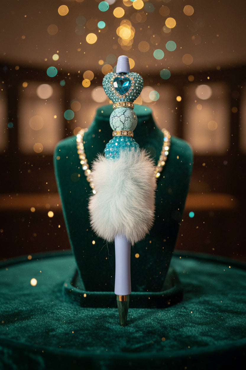 Beaded Pen with PomPom