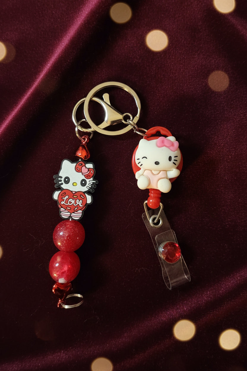 Beaded Badge Reel Character Keychain