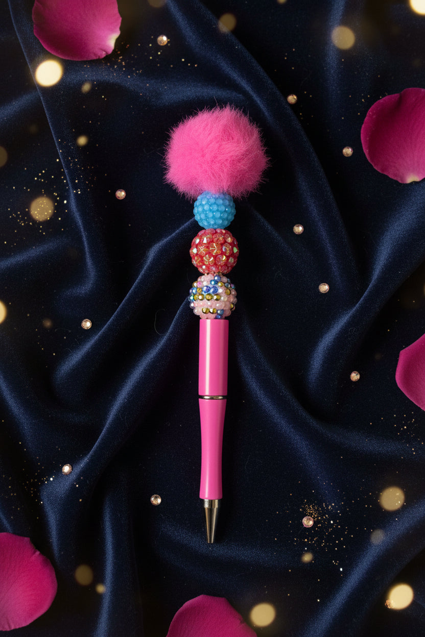 Beaded Pen with PomPom