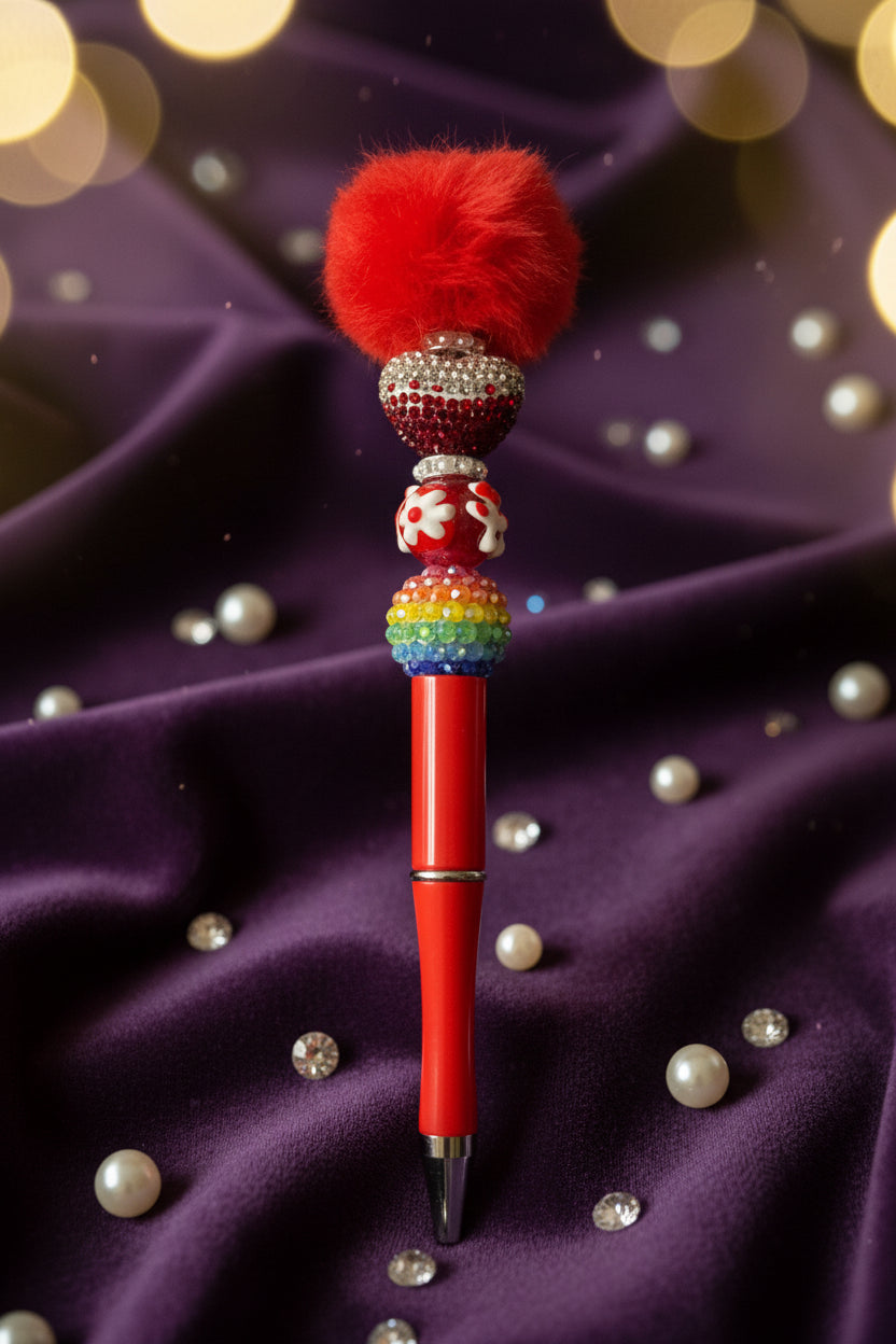 Beaded Pen with PomPom