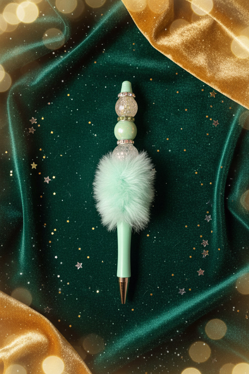 Beaded Pen with PomPom